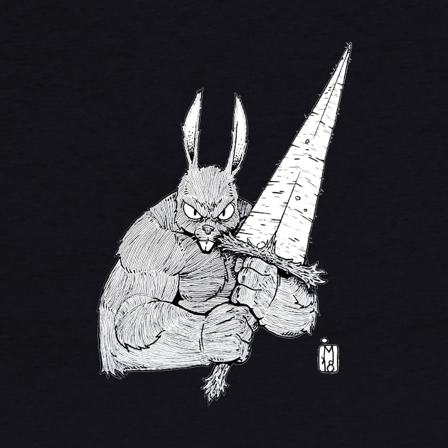 Bunny Warrior b&w by jonathanmor